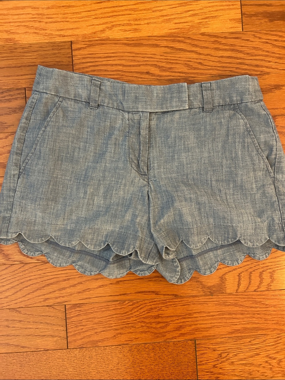 JCrew Scallop Hem Chambray Women’s Shorts - Light Blue